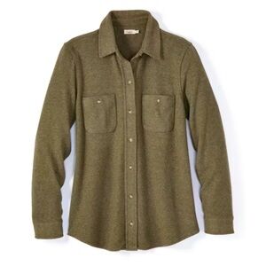 Faherty Legend Sweater Shirt in Olive Melange Twill